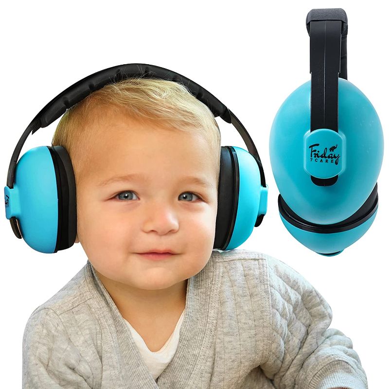 Photo 1 of Friday 7Care Baby Ear Protection; Noise Cancelling Sound Proof Infant Headphones; Baby Travel Essential Baby Ear Muffs, Infant Noise Protection - Blue
