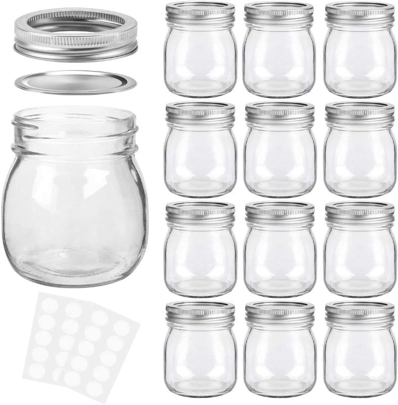 Photo 1 of  Mason Jars 10 oz With Regular Lids and Bands, Ideal for Jam, Honey, Wedding Favors, Shower Favors,DIY Magnetic Spice Jars, 12 PACK, 20 Whiteboard Labels Included
