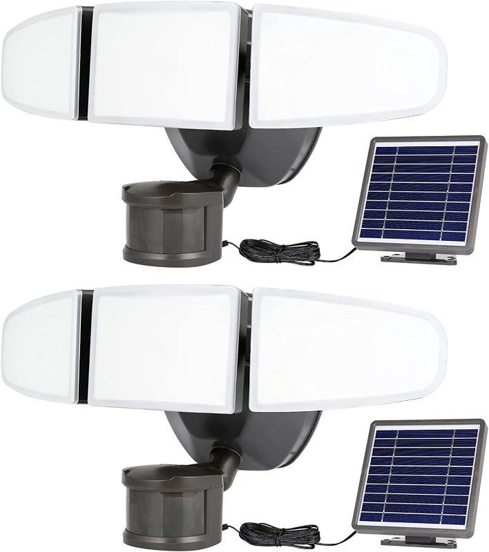 Photo 1 of 2 Pack Solar LED Security Light, 15W Solar Outdoor Motion Sensor Light with Photocell, 1500LM 5000K, IP65 Waterproof Motion Flood Light with 3 Adjustable Head for Garage, Yard, Pathway
