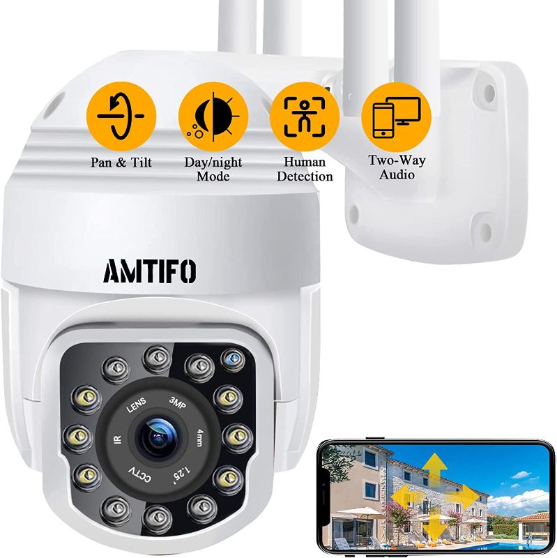 Photo 1 of AMTIFO Security Camera Outdoor WiFi 1080P 360° Pan Tilt View Video IP Cam System Motion Detection Home Smart Surveillance Two Way Audio Clear Night Vision W2
