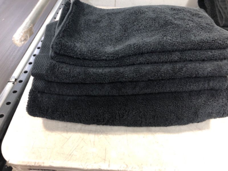 Photo 2 of Amazon Basics 5-Piece Fade Resistant Bath, Hand and Washcloth Towel Set - Black