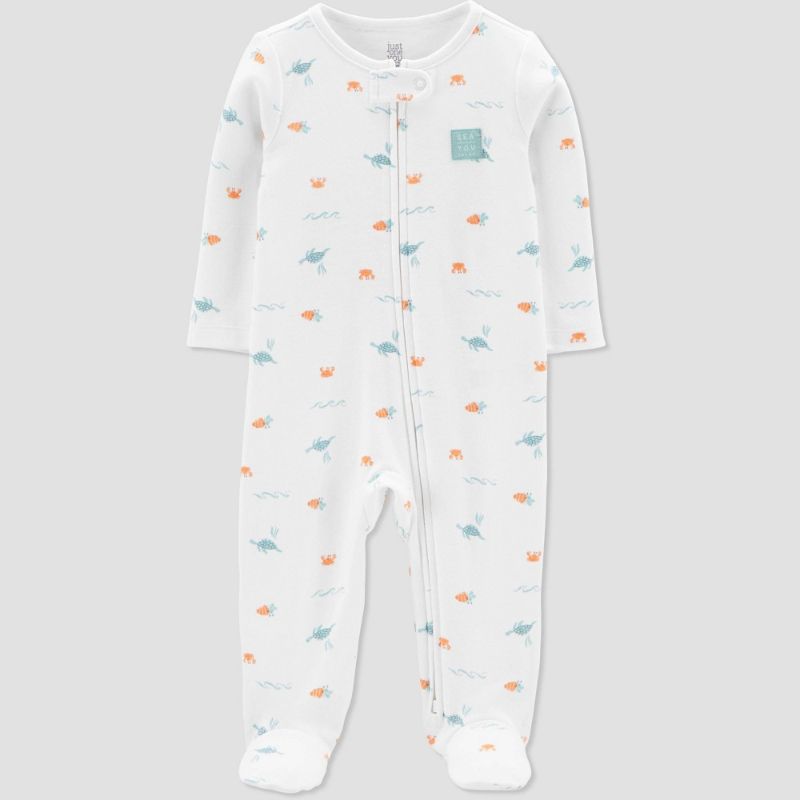 Photo 2 of 2 PACK INFANT PAJAMAS
-Baby Boys' Striped Tiger Footed Pajamas - Just One You® Made by Carter's-SIZE NB
-Baby Sea Creatures Footed Pajamas - Just One You® Made by Carter's Blue/Orange/White-SIZE 3M

