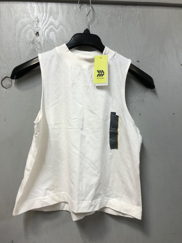 Photo 1 of Cream Supima Cotton Cropped Active Tank Top - Small
