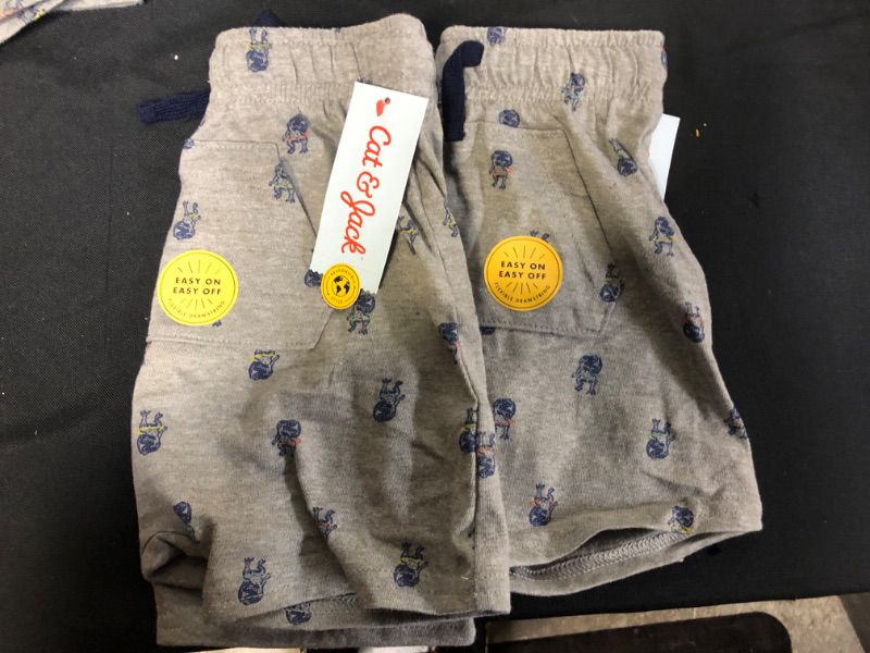 Photo 2 of 2 PACK--EASY ON EASY OFF TODDLER GREY DINO SHORTS-SIZE 3T