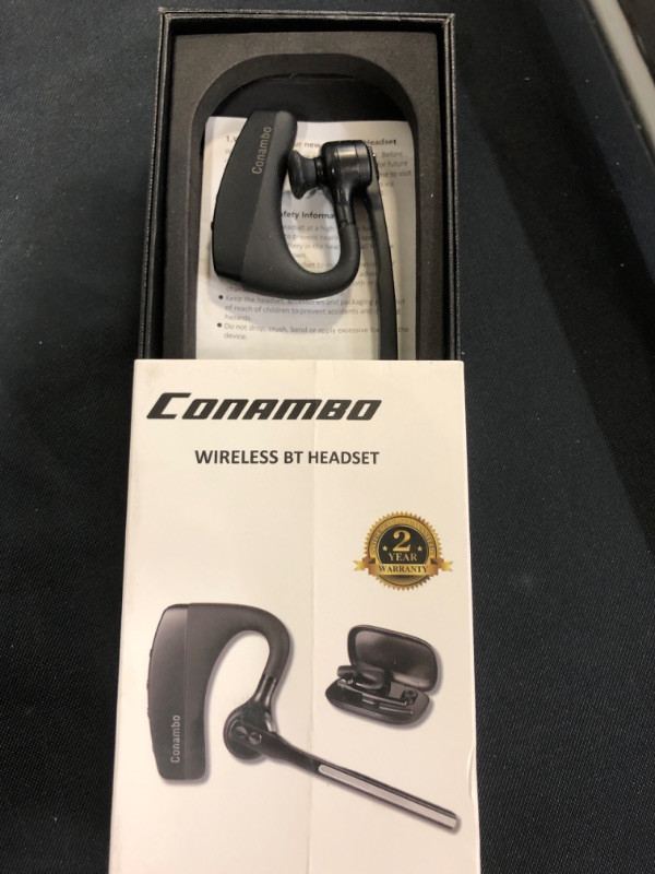 Photo 2 of Conambo Bluetooth Headset 5.1, aptX HD 16 Hrs. Talk time Bluetooth Earpiece, Noise Cancelling Mute Key Wireless Headset for Cell Phones Business Trucker Office
