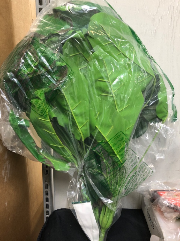 Photo 2 of 32" Artificial Bird of Paradise Plants 18 Leaves Faux Banana Tree Tropical Monstera Leaf Fake Turtle Large Palm Leaf Fern Fake Green Bushes Shrubs for Tropical Greenery Accent 2 Pack Dark Green