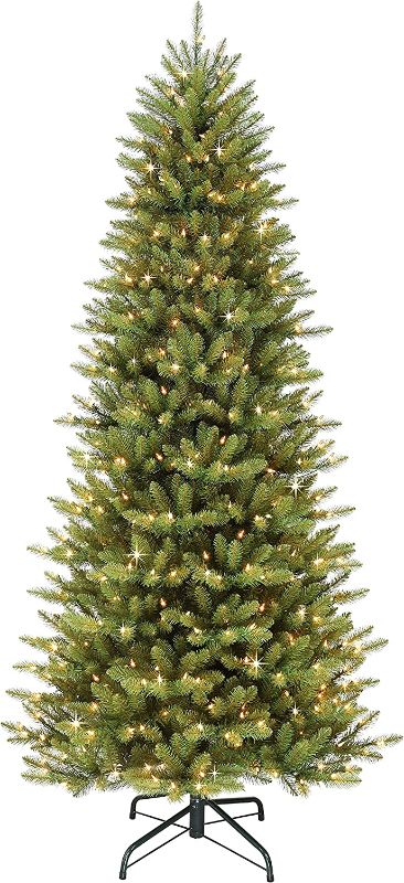 Photo 1 of 4.5 Foot Pre-Lit Slim Fraser Fir Artificial Christmas Tree with 150 UL-Listed Clear Lights, Green