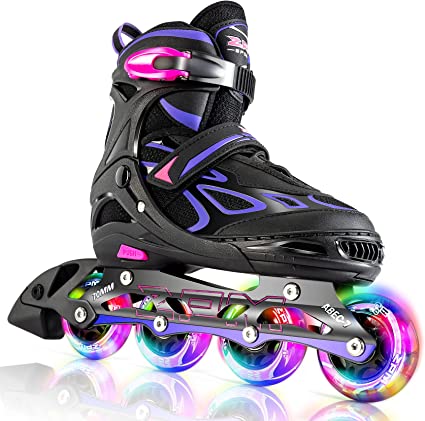 Photo 1 of 2PM SPORTS Vinal Girls Adjustable Flashing Inline Skates, All Wheels Light Up, Fun Illuminating Skates for Kids and Men X-LARGE