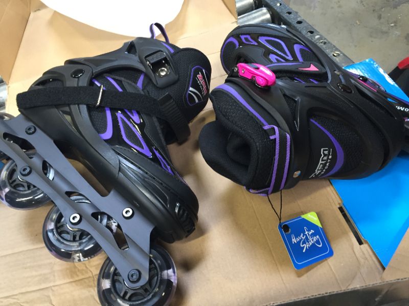 Photo 2 of 2PM SPORTS Vinal Girls Adjustable Flashing Inline Skates, All Wheels Light Up, Fun Illuminating Skates for Kids and Men X-LARGE