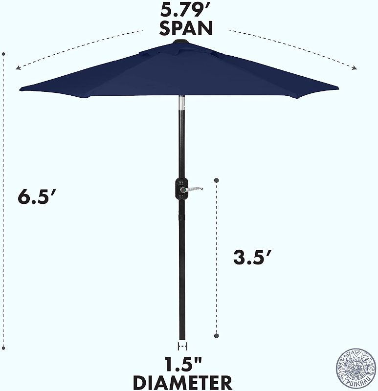 Photo 2 of  6 Ft Outdoor Patio Umbrella, Easy Open/Close Crank and Push Button Tilt Adjustment -  Blue Market Umbrellas