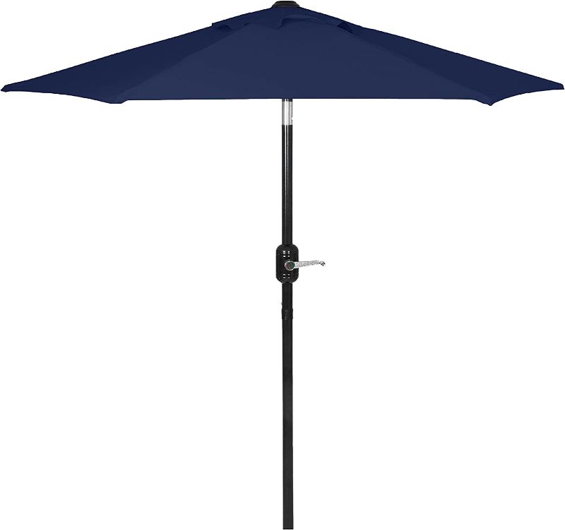 Photo 1 of  6 Ft Outdoor Patio Umbrella, Easy Open/Close Crank and Push Button Tilt Adjustment -  Blue Market Umbrellas