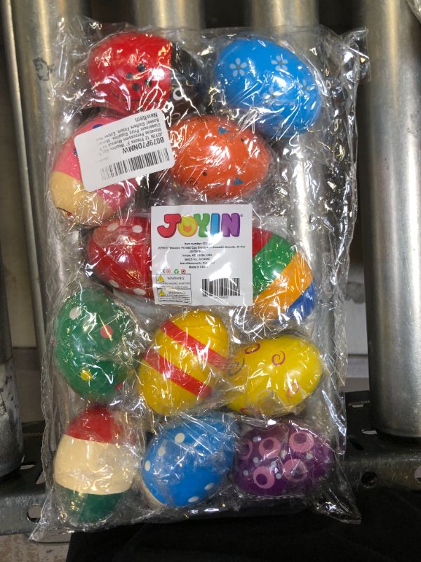 Photo 2 of JOYIN 12 Pieces 3" Wooden Egg Shakers Maracas Percussion Musical for Party Favors, Classroom Prize Supplies, Musical Instrument, Basket Stuffers Fillers, Easter Hunt