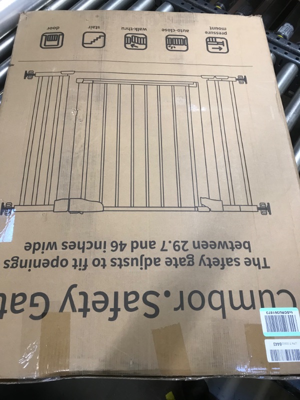 Photo 3 of Cumbor 36" Extra Tall Baby Gate for Dogs and Kids with Wide 2-Way Door, 29.7"- 46" Width, and Auto Close Personal Safety for Babies and Pets, Fits Doorways, Stairs, and Entryways, White 36" Tall White0