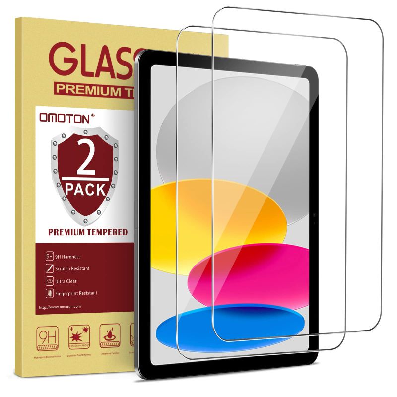 Photo 1 of [2 Pack] OMOTON Screen Protector Compatible with iPad 10th Generation 10.9 Inch, iPad 10 (2022 Released) Tempered Glass/Apple Pencil Compatible
