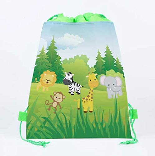 Photo 1 of 12pack Jungle Animal Drawstring Bag for Boys,Girls,Kids,Adult Safari Themed Party,Birthday Gift,Baby Show,100th Day Banquet,1st Birthday
