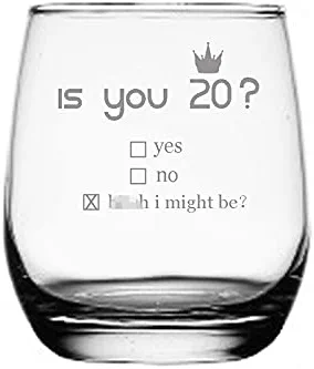 Photo 1 of 20th Birthday Gifts for Women and Men Wine Glass - Funny Is You 20 Gift Idea for Mom Dad Husband Wife – IS YOU 20 2000 20th Birthday Party Supplies Decorations for Him, Her - 15oz… Factory Seal