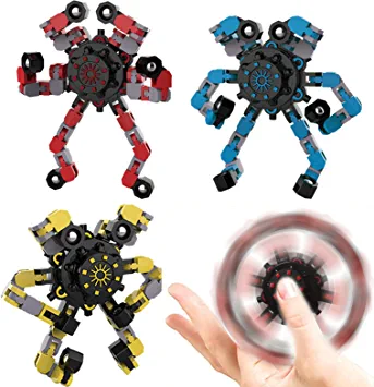 Photo 1 of 3Pcs Fidget Spinners,DIY Deformable Robot Fingertip Toys ,Decompression Spinner,Deformable Creative Mechanical Gyro Toys,Stress Relief Mechanical Chain Toy for Kids Adults