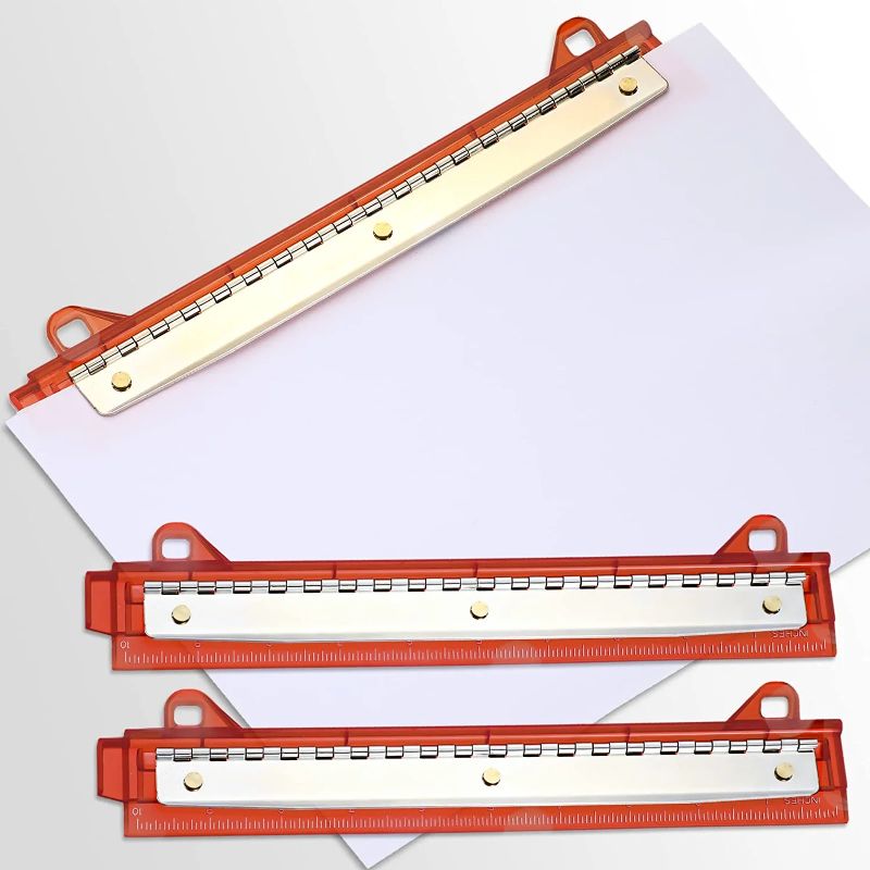 Photo 1 of 3 Pack 3 Hole Punch for Binder, Portable Puncher Plastic Portable Ruler with Hole Puncher for Binder or Notebook, Easy to Use Flat Hole Punch Back to School Supplies for Teachers Students Office
