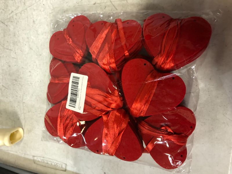 Photo 2 of 91 Pcs Red Rose Heart Felt Garland - DIY No Assemble - Valentines Day Red Heart Hanging String Garland - Valentines Day Decor - Valentine Decorations for Wedding Anniversary Birthday Party Supplies