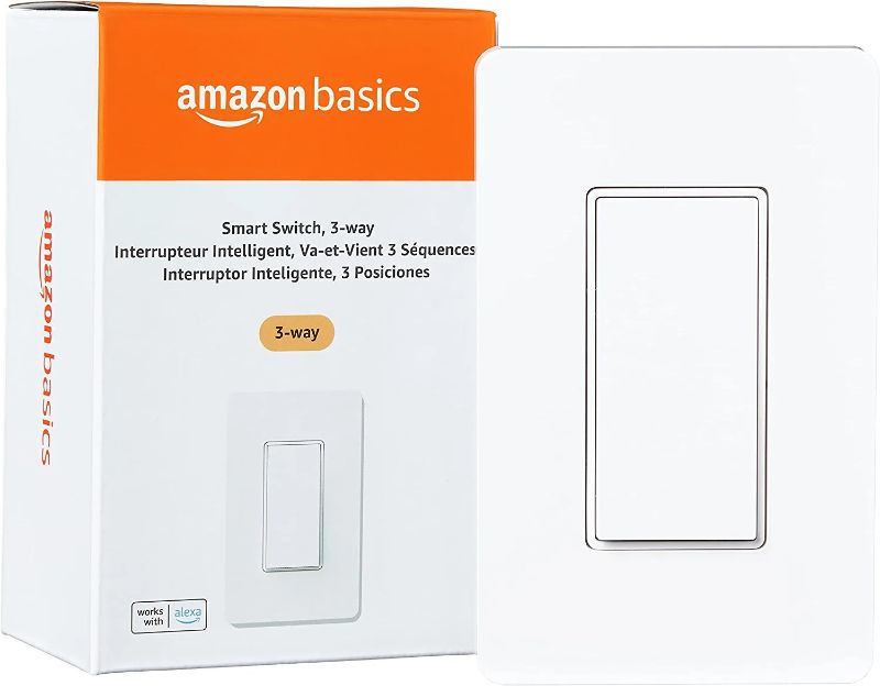 Photo 1 of Amazon Basics 3-Way Smart Switch, Neutral Wire Required, 2.4 Ghz WiFi, Works with Alexa
