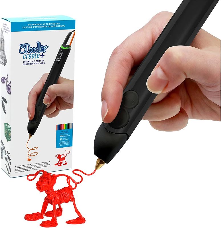 Photo 1 of 3Doodler Create+ 3D Printing Pen for Teens, Adults & Creators! - Black (2022 Model) - with Free Refill Filaments + Stencil Book + Getting Started Guide
