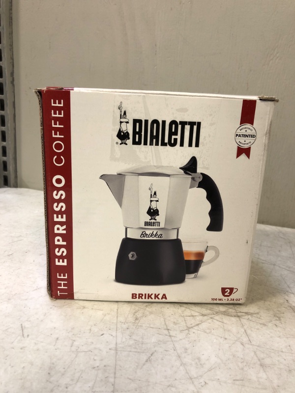 Photo 2 of Bialetti - New Brikka, Moka Pot, the Only Stovetop Coffee Maker Capable of Producing a Crema-Rich Espresso, 2 Cups (3.38 Oz), Aluminum and Black 2-Cup Moka Pot