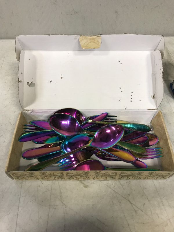 Photo 3 of  Flatware Stainless Steel With Titanium Colorful Plated, Multicolor Flatware Set, Silverware, Rainbow Color Cutlery Set Service 