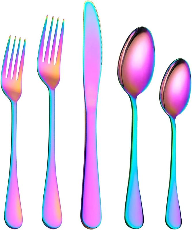 Photo 1 of  Flatware Stainless Steel With Titanium Colorful Plated, Multicolor Flatware Set, Silverware, Rainbow Color Cutlery Set Service 