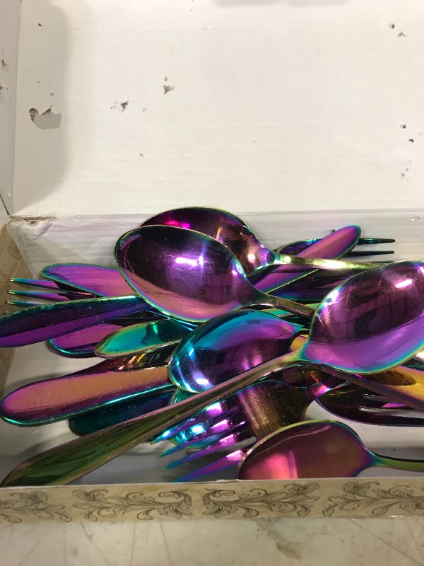 Photo 2 of  Flatware Stainless Steel With Titanium Colorful Plated, Multicolor Flatware Set, Silverware, Rainbow Color Cutlery Set Service 