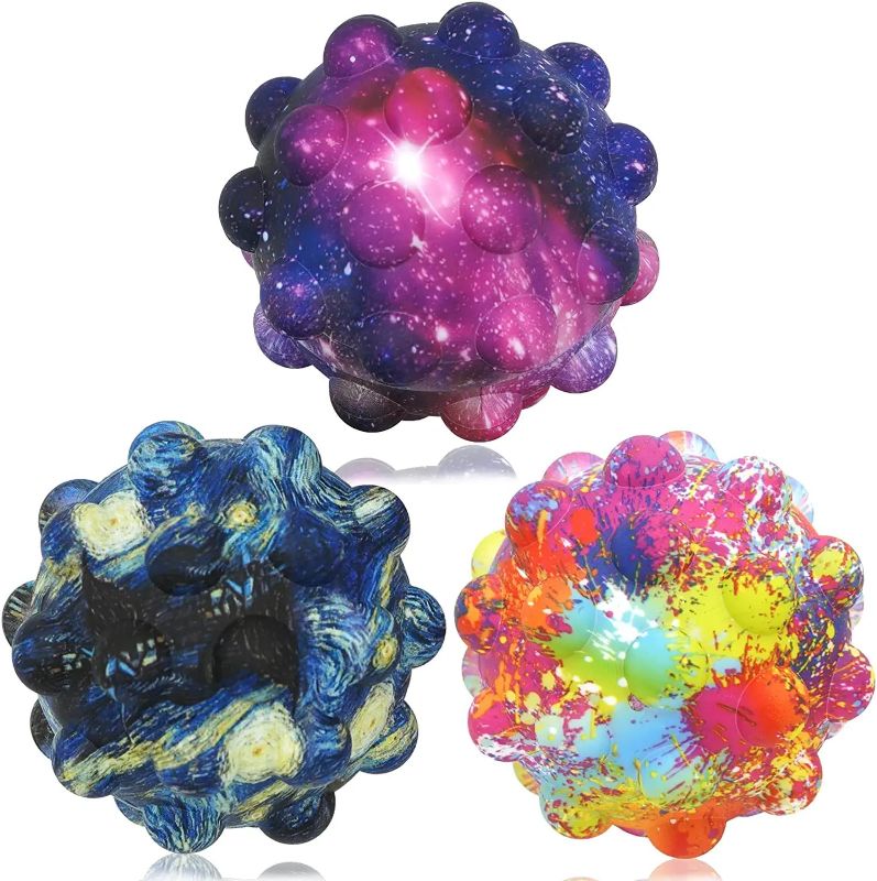 Photo 1 of 3 Pcs Pop It Stress Ball Fidget Toy,Easter Basket Stuffers 3D Silicone Push Bubble Stress Balls,Anti-Anxiety Squeeze Sensory Toy for Kids 
