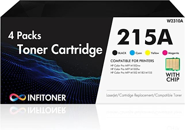 Photo 1 of 215A Toner Cartridges 4 Pack (with Chip) Compatible Replacement for HP 215A W2310A W2311A W2312A W2313A for HP Color Pro M182nw M183fw M182 M183 M155 Printer Ink (Black Cyan Magenta Yellow) --FACTORY SEALED --
