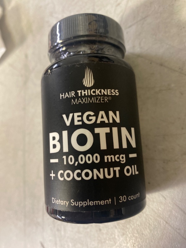 Photo 2 of  Biotin Vitamins for Hair Growth with Organic Coconut Oil. Vegan Hair, Skin and Nails Supplement For Men + Women. 10000mcg B7 DHT Blocker Pills Made in USA Great For Hair Loss, Thinning Hair. No Gluten * 02/2023
