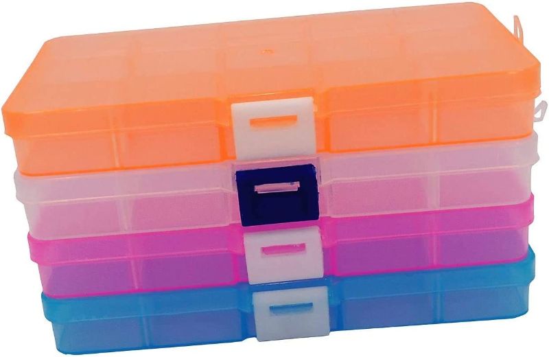 Photo 1 of 6 Pcs 10 Grids 5 Inch x 2.5 Inch Adjustable Small Removable Clear Plastic Jewelry Organizer Divider Storage Box Jewelry Earring Tool Containers (6pack(10-Grid))
