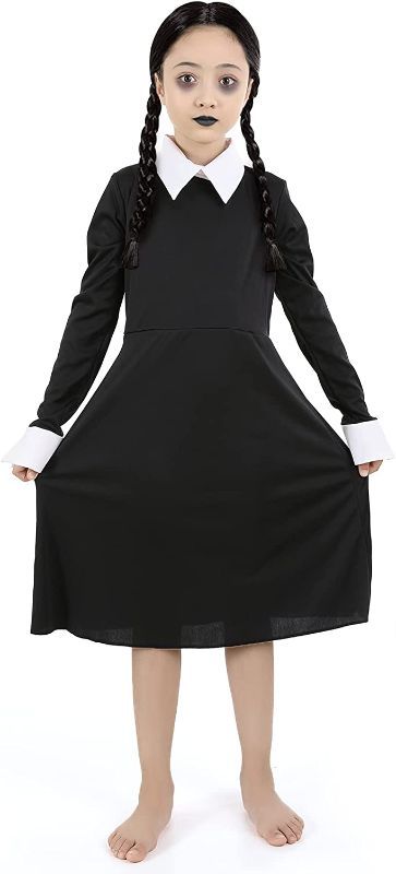 Photo 1 of familus Halloween Addams Dress Costume for Girl Long Sleeve SIZE  5-7 Years
