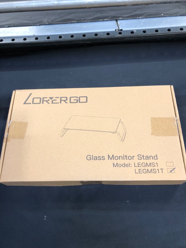 Photo 2 of Glass Monitor Stand, Monitor Stand for Desk, Clear Monitor Stand with Tempered Glass, Glass Monitor Stand Riser for Monitor/Laptop/Printer, 4.7 inch Height- LORYERGO
