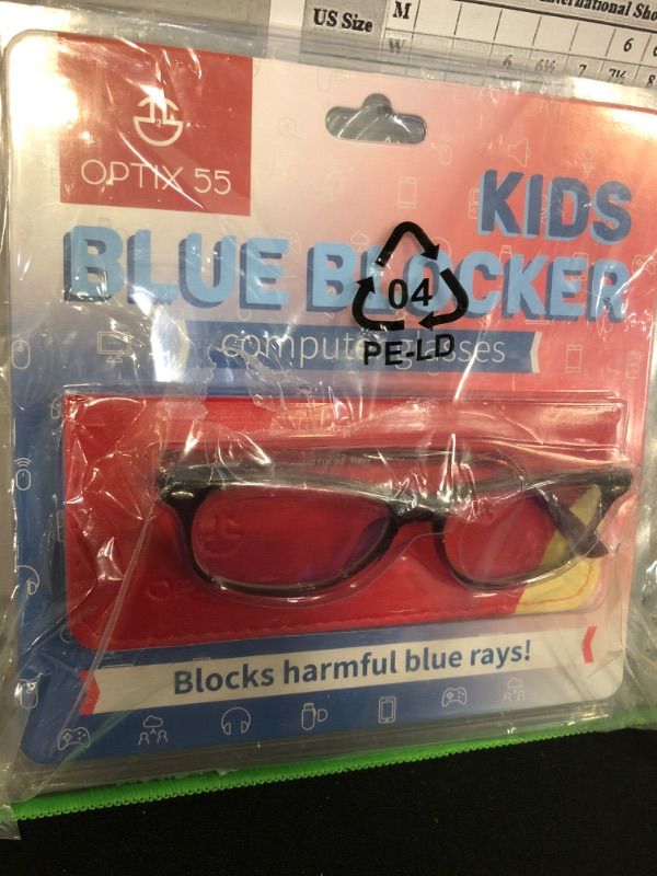Photo 4 of Blue Light Blocking Glasses Girls & Boys | Anti Eyestrain Blue Light Glasses Kids Computer Gaming Glasses (Ages 3-10) | Flexible Grey Square Frames with Red Temples Video Phone Screen Eyeglasses