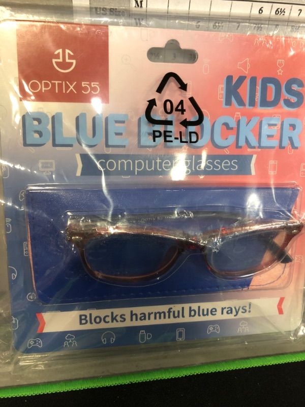 Photo 4 of Blue Light Blocking Glasses Girls & Boys | Anti Eyestrain Blue Light Glasses Kids Computer Gaming Glasses (Ages 3-10) | Flexible Grey Square Frames with Red Temples Video Phone Screen Eyeglasses