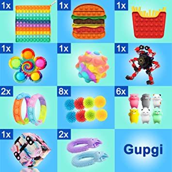 Photo 1 of Big Fidget Pack Cheap, Fidget Toy Set Stress Anxiety Relief Tools, Sensory Fidget Toy Pack with Marble Mesh Anxiety Pop Tube Keychain Fidget Packs for Adults Children (D2) - Factory Seal