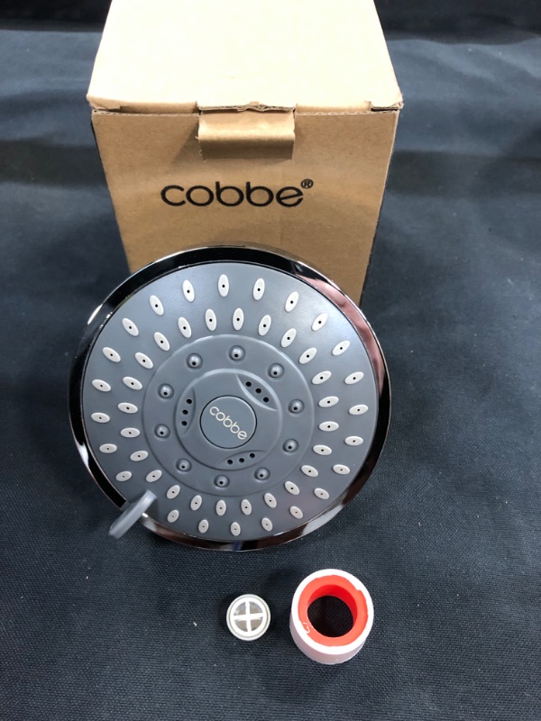 Photo 1 of Cobbe High Pressure Shower Head, 4 Inches 5-Setting Rain Fixed Showerhead with Adjustable Metal Swivel Ball Joint, High Flow Shower Head Tool-Free to Enjoy Life