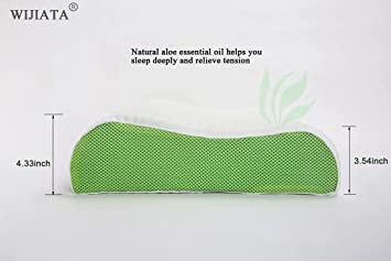 Photo 3 of Aloe Vera Memory Foam Pillow for Sleeping, Essential Aloe Vera Oil Infused, Orthopedic Bed Pillows for Neck Pain Relief, Cooling Pillow for Stomach Back & Shoulder Side Sleepers, Contour.