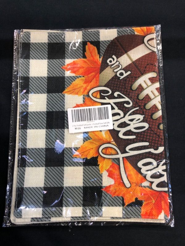 Photo 2 of 2 Pcs Football Fall Garden Flags 12x18 Double Sided, Burlap Football Farm Truck And Maple Leaves 