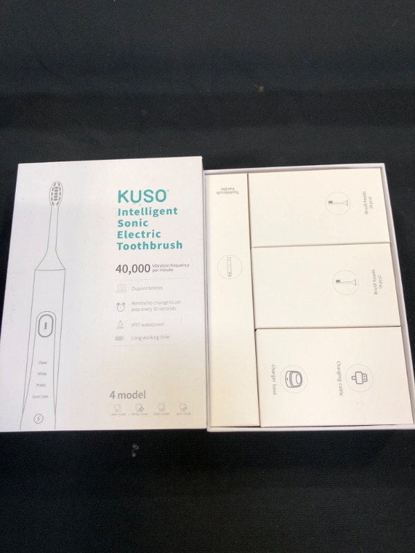 Photo 2 of Kuso Real Ultrasonic Rechargeable Electric Toothbrush, 4 Modes with Smart Timer, 8 Brush Heads Included, 4 Hour Charge Last 30 Days for Oral Care Whitening(Pink)
