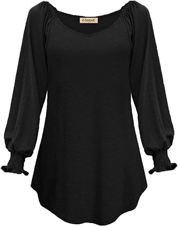 Photo 1 of CzzzyL Women Lantern Long Sleeve Tops V Neck Blouse T Shirts
