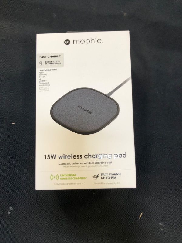 Photo 2 of mophie 15W Universal Wireless Charge Pad, Qi-Compatible Charger for Samsung Galaxy, Google Pixel, Apple iPhone 11/12/13 (Mini, Pro, and Pro Max), iPhone XR/XS/SE, iPhone 8 (Black)