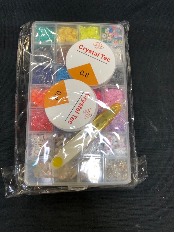 Photo 1 of Clay Beads Kit for Bracelets Making,4438 Pcs Flat Polymer 6mm Round Heishi Beads for Jewelry Necklace Earring DIY Crafts Gifts-20 Colors
