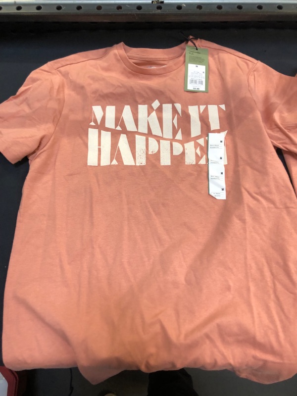 Photo 1 of  Men's Printed Short Sleeve T-Shirt - Goodfellow & Co Apricot Orange/Letters M