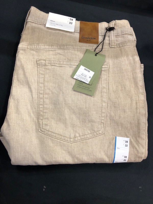 Photo 2 of Men's Slim Fit Jeans - Goodfellow & Co Light Khaki Light Green --- 38X32