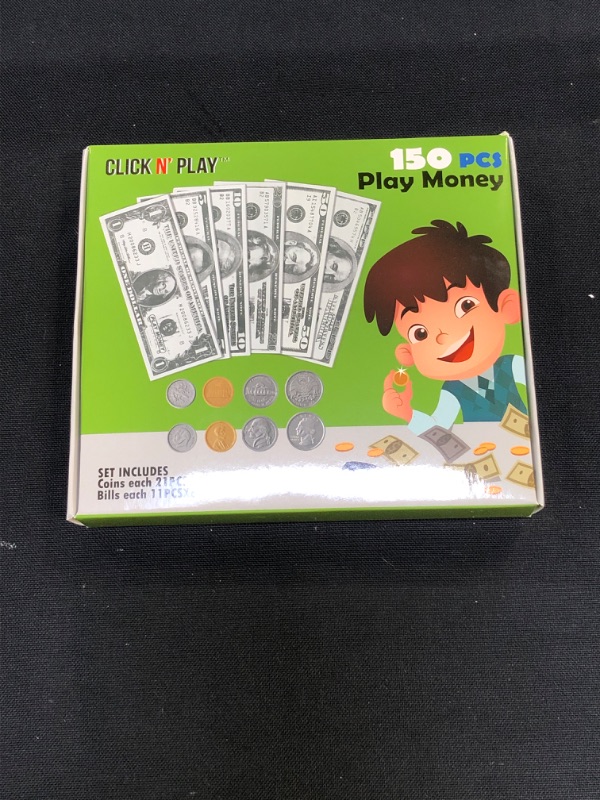 Photo 2 of Click N' Play Pretend Play Copy Money for Kids, Realistic Bills & Coins Counting, Math, Currency Set of 150-Pieces