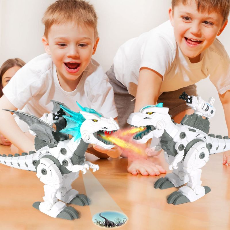 Photo 1 of Boys STEM Take Apart Dinosaur - Walking Dinosaur with Water Mist Spray & LED Lights Glowing Eyes & Projection Toys for 6 7 8 9 10 11 12 Old Boys Girls Gifts Spray Fire Dino