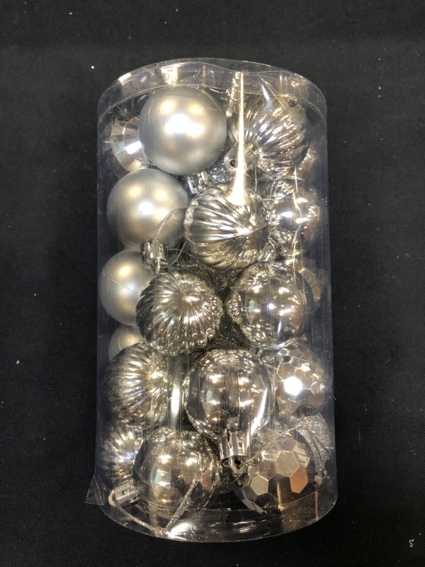 Photo 2 of 34 Ct Christmas Tree Ornaments 1.57 inch Shatterproof Plastic Xmas Tree Hanging Balls for Christmas Decorations (Silver)